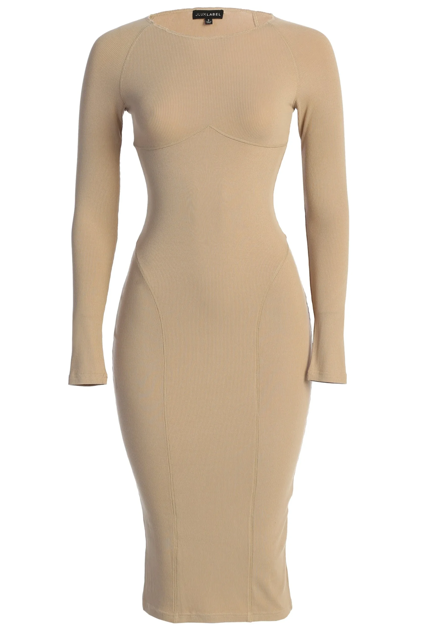 JLUXLABEL Beige High Expectations Midi Dress