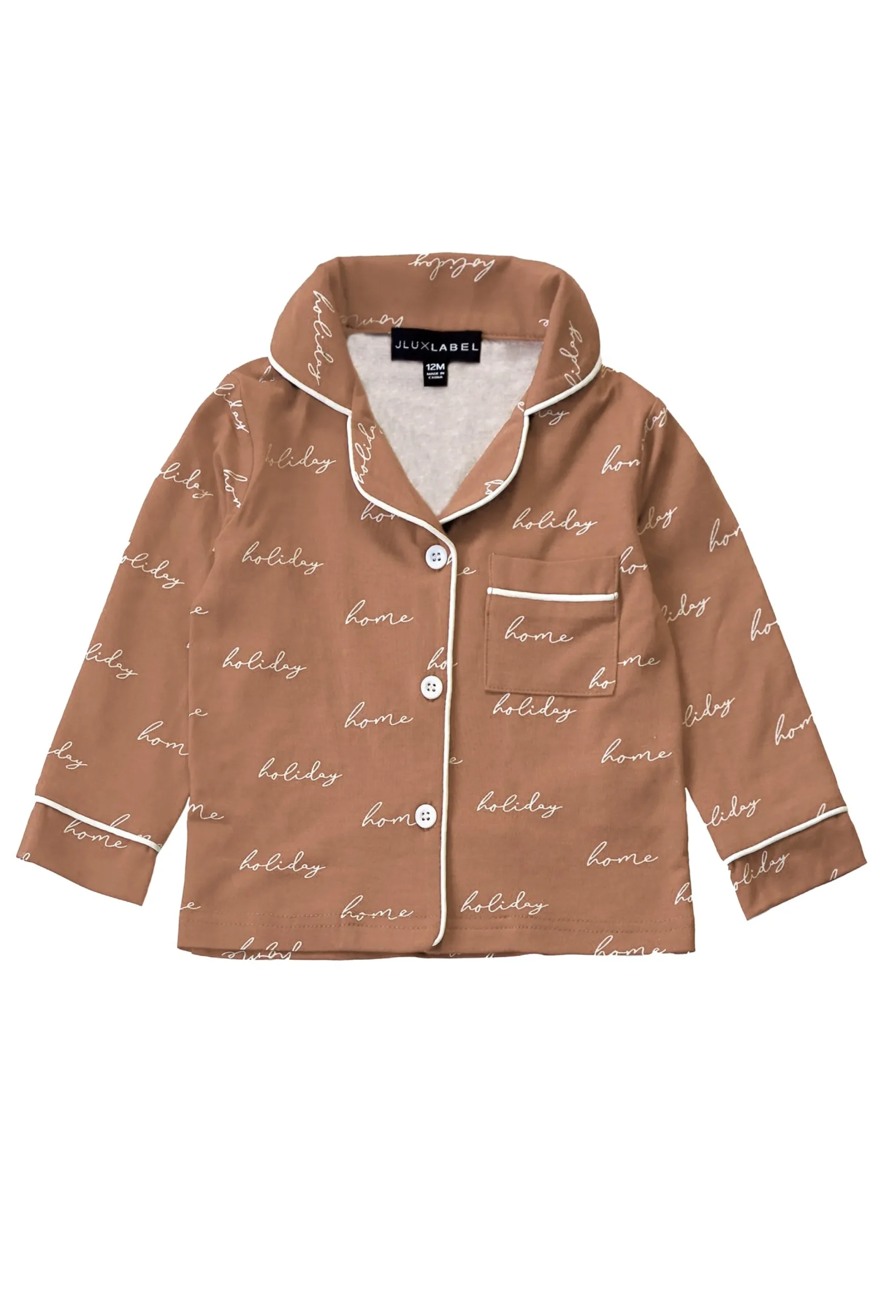 Kids JLUXLABEL Beige Home For The Holidays Kids Pajama Set