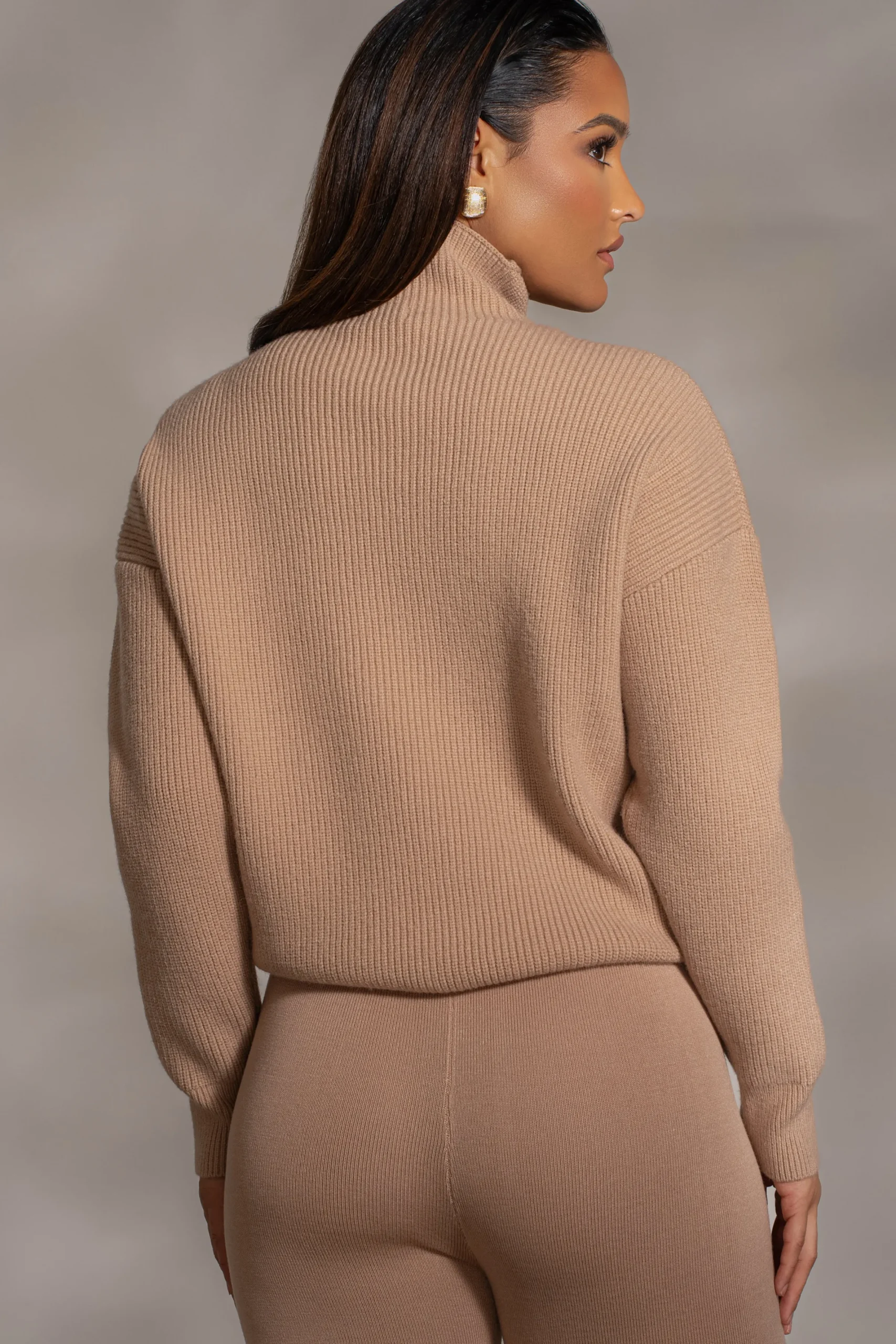 JLUXLABEL Beige Jenni Turtleneck Sweater Top