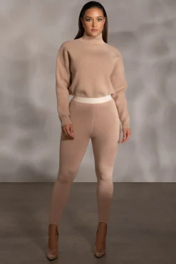 JLUXLABEL Beige Jenni Turtleneck Sweater Top