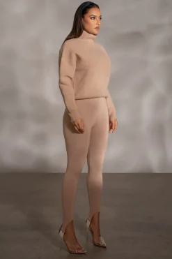 JLUXLABEL Beige Jenni Turtleneck Sweater Top