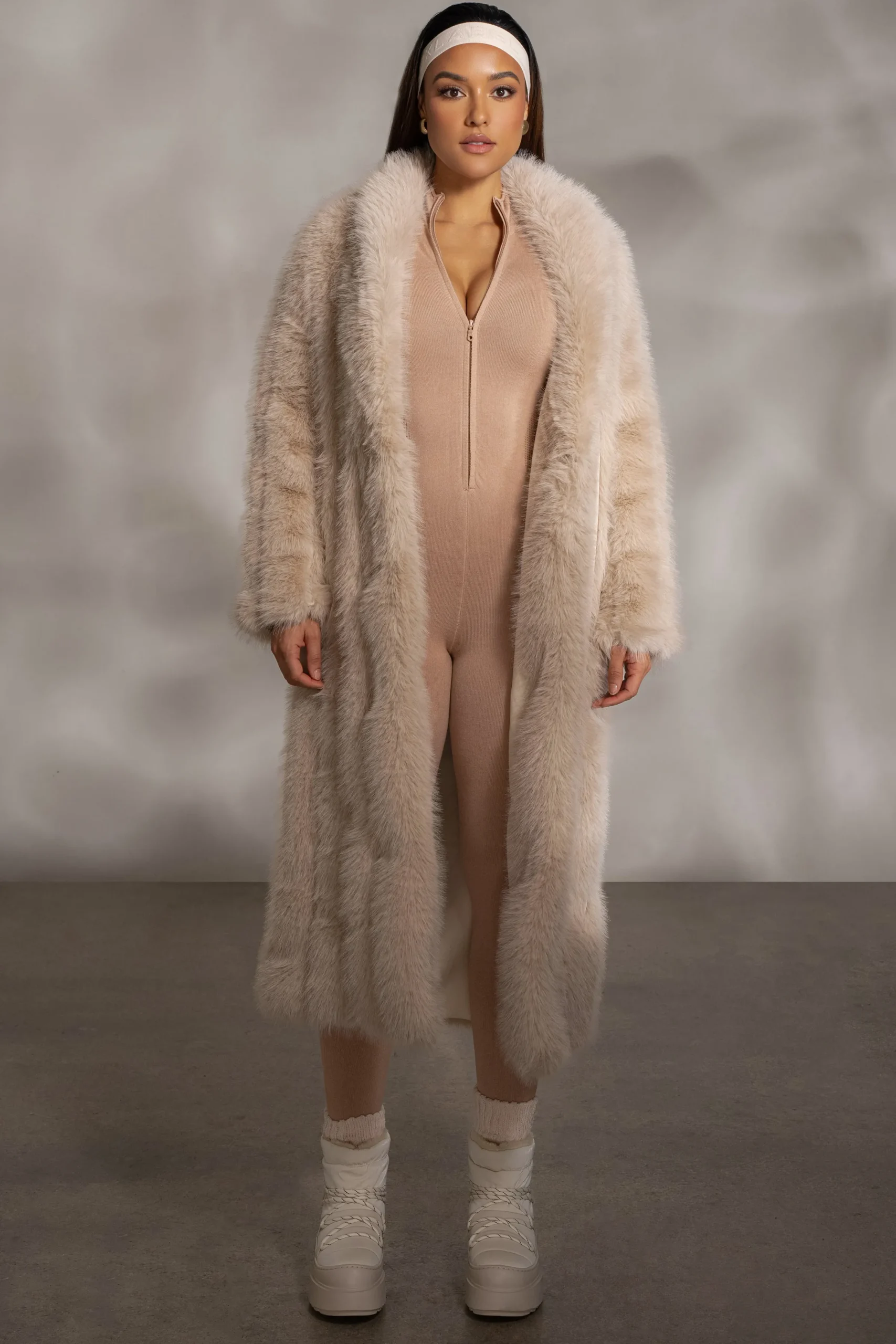 JLUXLABEL Beige Kris Front Zipper Jumpsuit