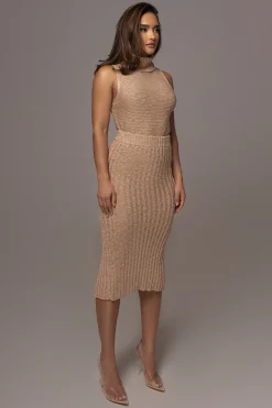 JLUXLABEL Beige Leida Knit Skirt Set