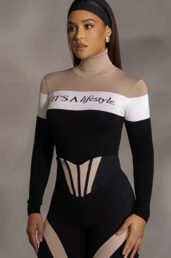 JLUXLABEL Beige Lifestyle Knit Bodysuit