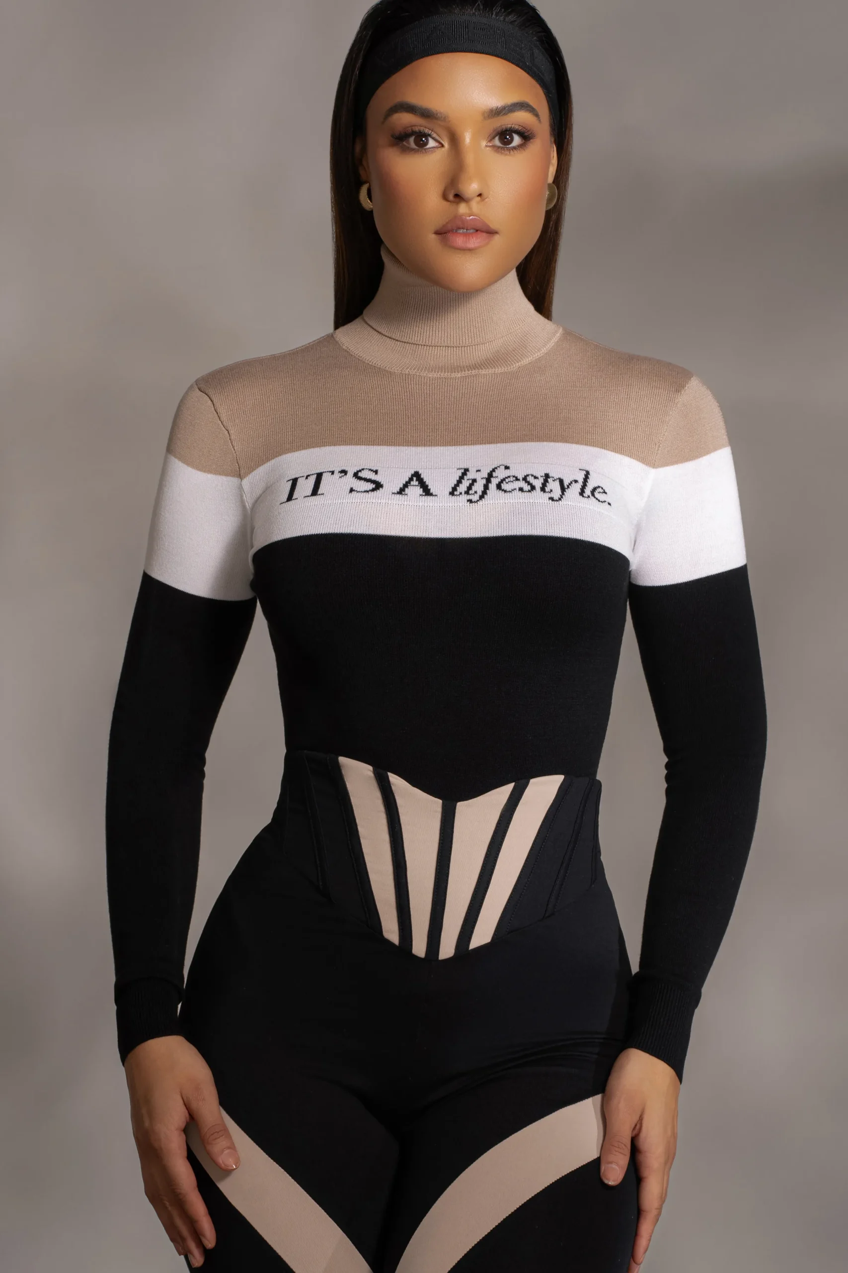 JLUXLABEL Beige Lifestyle Knit Bodysuit