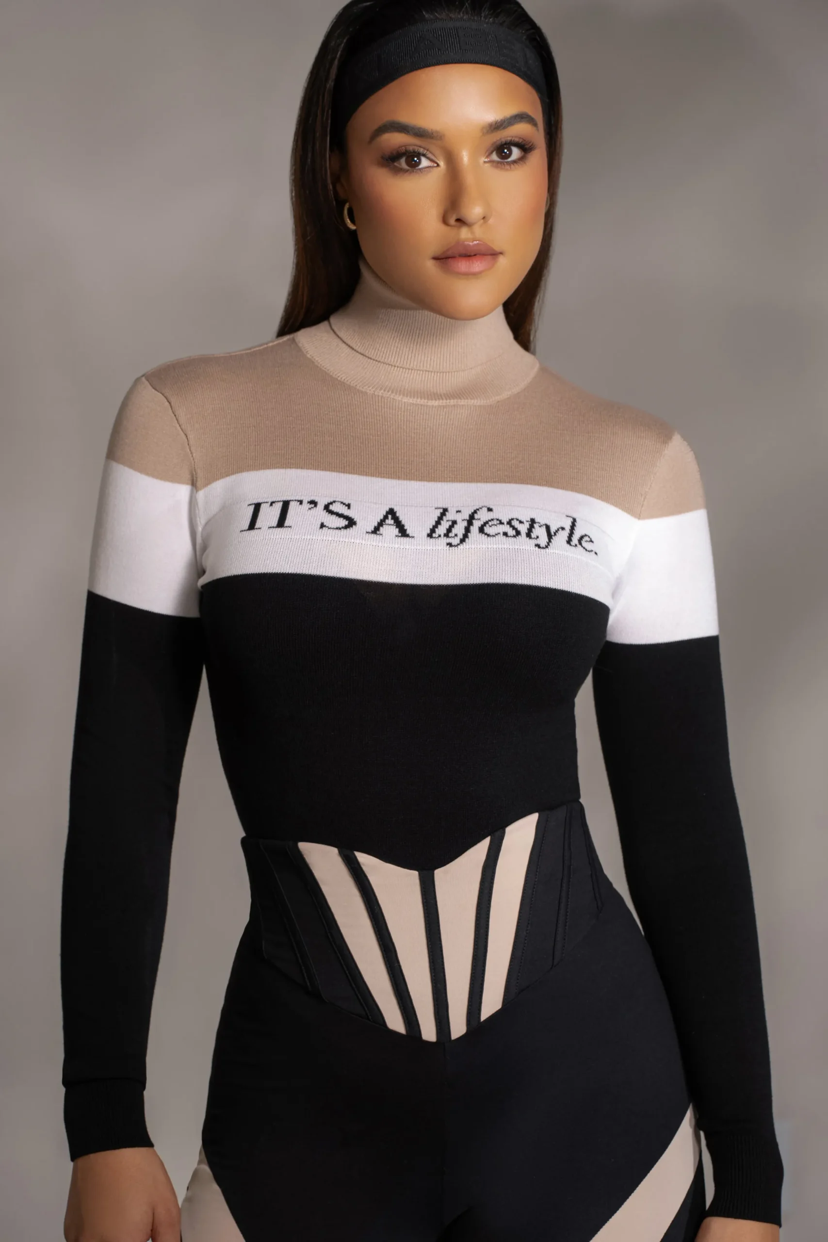 JLUXLABEL Beige Lifestyle Knit Bodysuit
