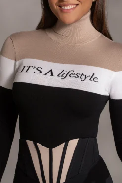 JLUXLABEL Beige Lifestyle Knit Bodysuit