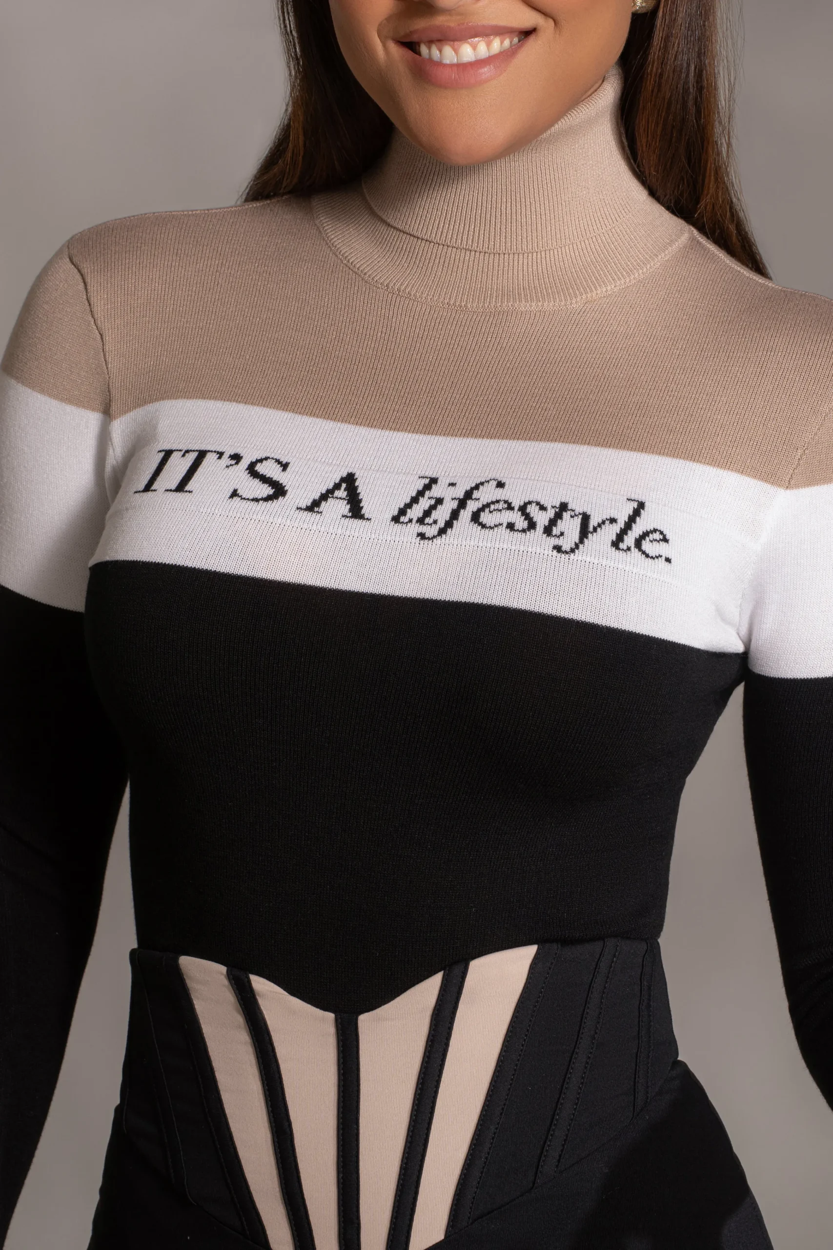 JLUXLABEL Beige Lifestyle Knit Bodysuit