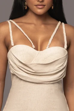 JLUXLABEL Beige Linen Visions Of You Dress