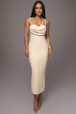 JLUXLABEL Beige Linen Visions Of You Dress