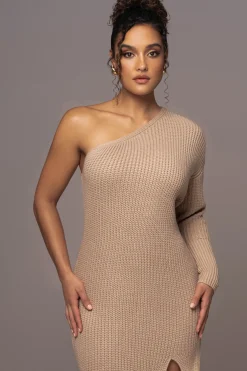JLUXLABEL Beige Long Knit Sweater Dress
