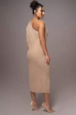 JLUXLABEL Beige Long Knit Sweater Dress