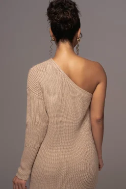 JLUXLABEL Beige Long Knit Sweater Dress