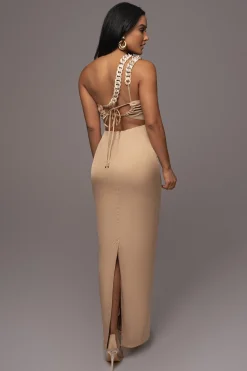 JLUXLABEL Beige Luxury Living Maxi Dress