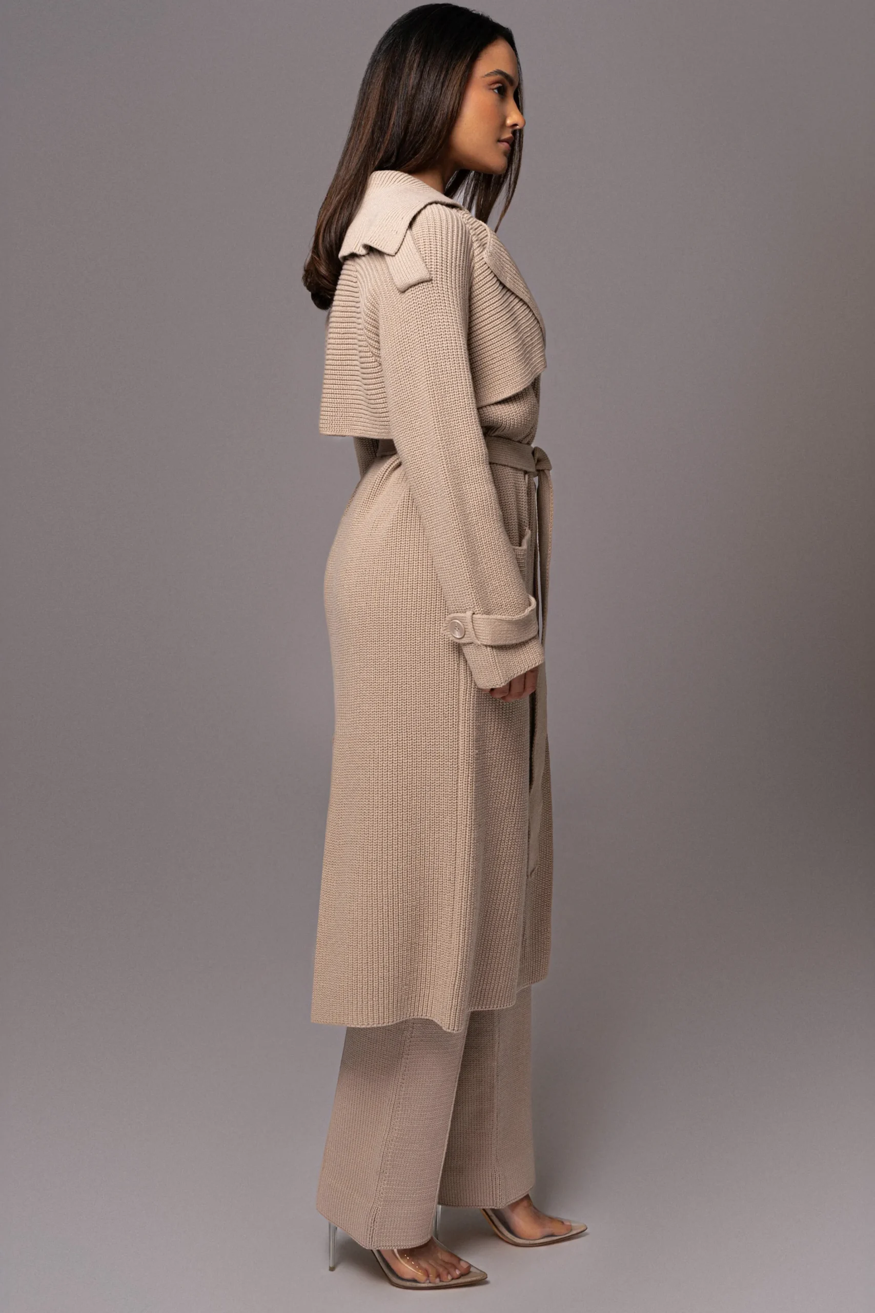 JLUXLABEL Beige Maxinne Knit Coat