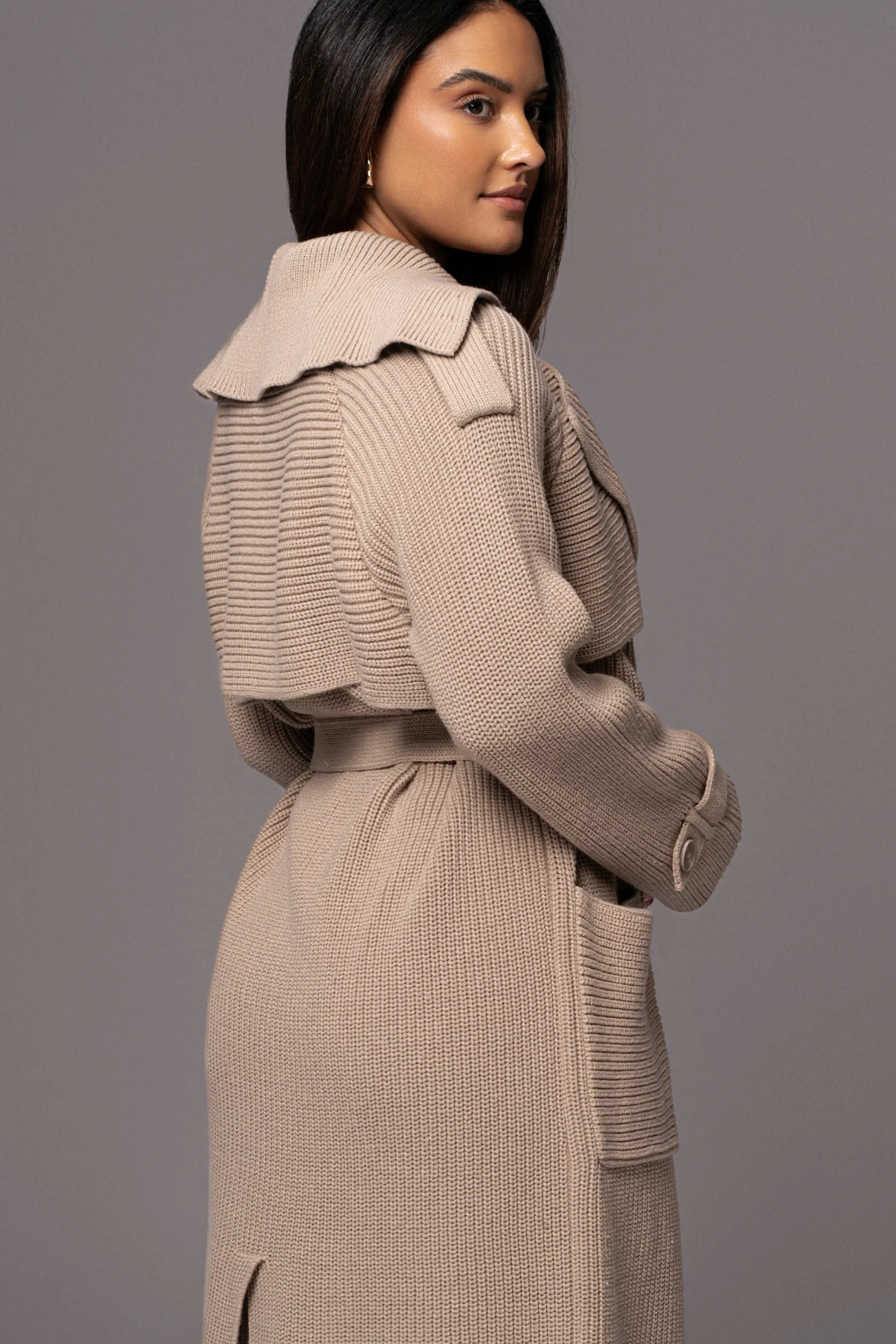 JLUXLABEL Beige Maxinne Knit Coat