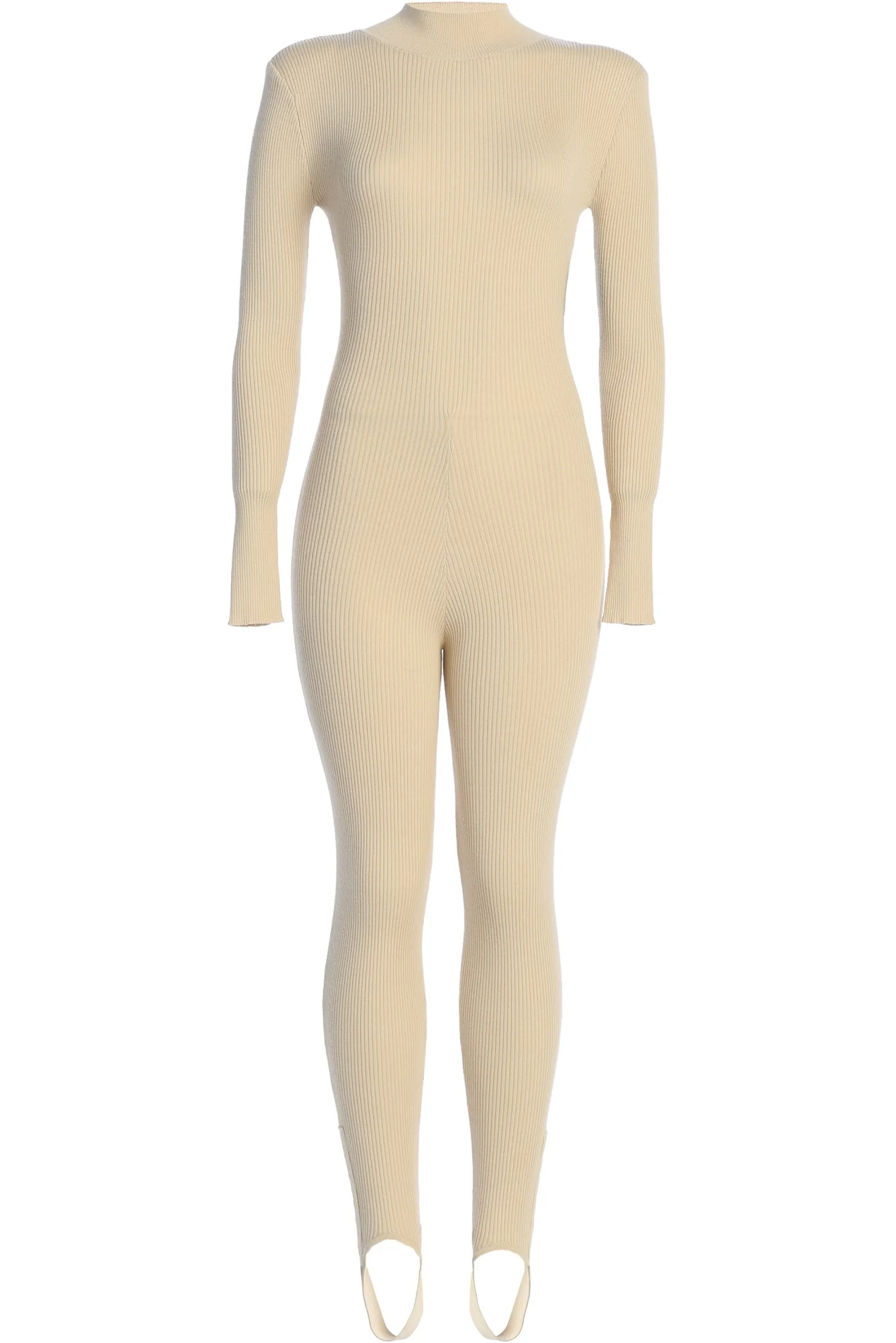 JLUXLABEL Beige Minna Mock Neck Jumpsuit