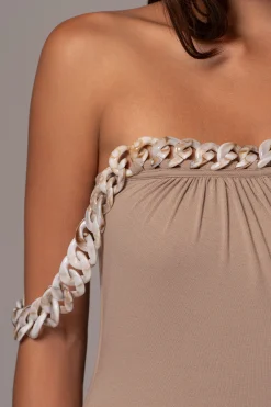 JLUXLABEL Beige Monette Asymmetric Dress