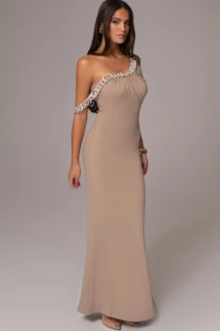 JLUXLABEL Beige Monette Asymmetric Dress