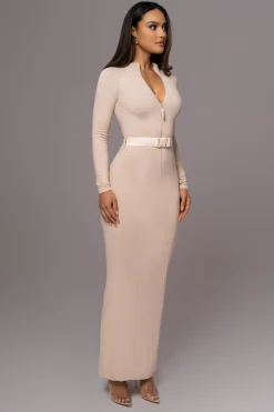 JLUXLABEL Beige Movement Mock Maxi Dress