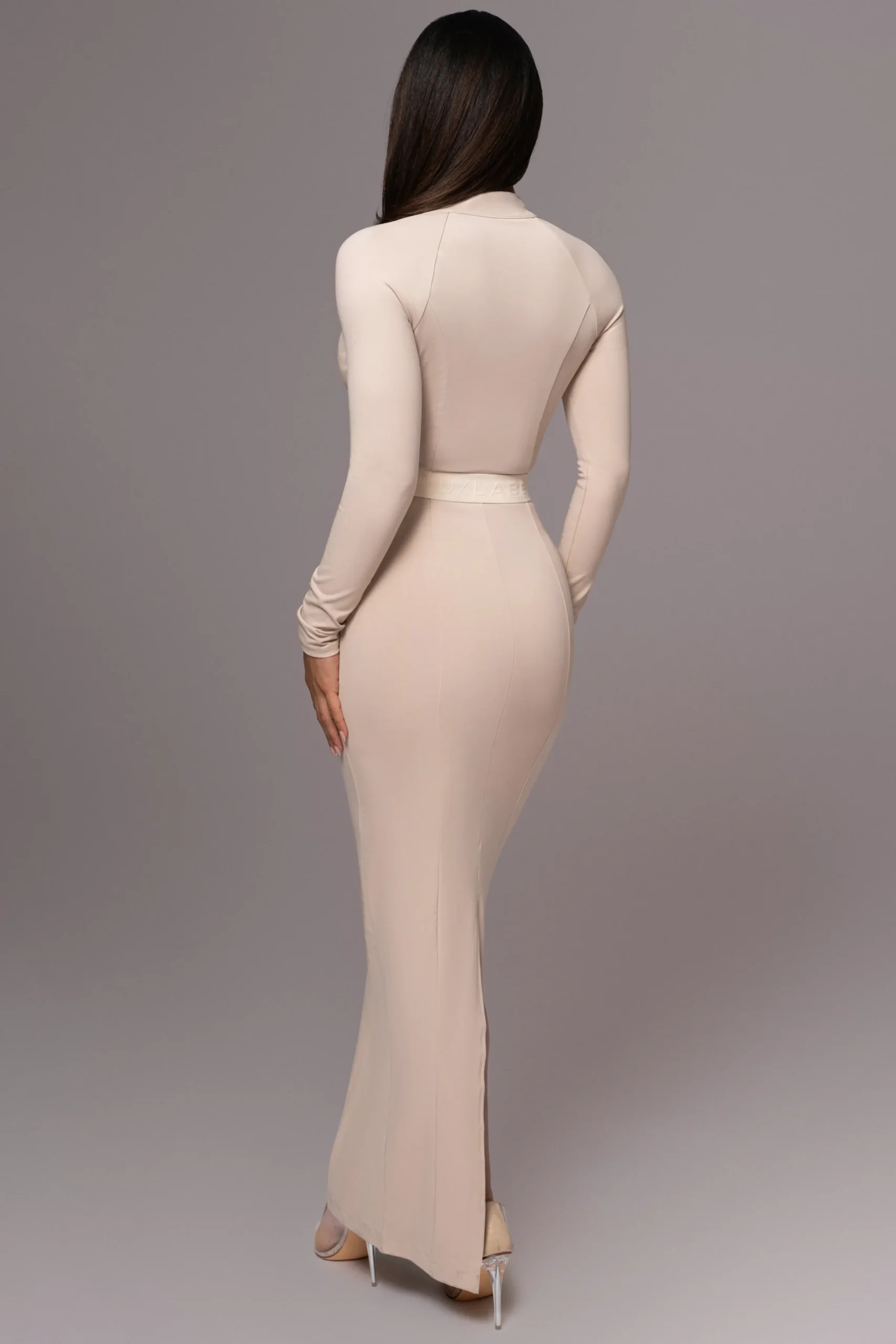 JLUXLABEL Beige Movement Mock Maxi Dress