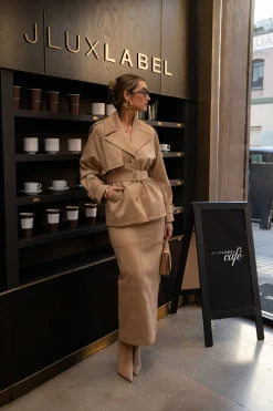 JLUXLABEL Beige Nightfall Suede Jacket