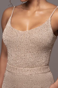 JLUXLABEL Beige Palace Sequin Skirt Set