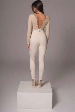JLUXLABEL Beige Pegasus Chain Bodysuit