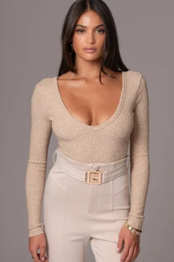 JLUXLABEL Beige Pegasus Chain Bodysuit