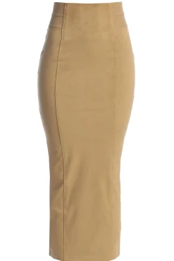 JLUXLABEL Beige Phoenix Suede Skirt