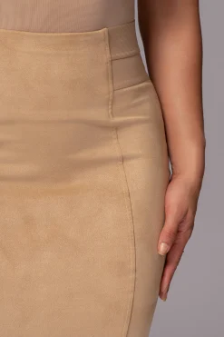 JLUXLABEL Beige Phoenix Suede Skirt