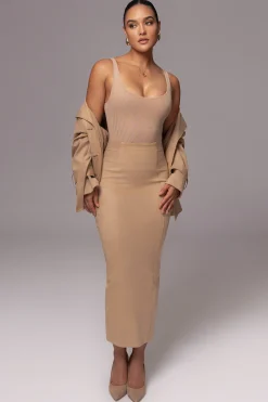 JLUXLABEL Beige Phoenix Suede Skirt