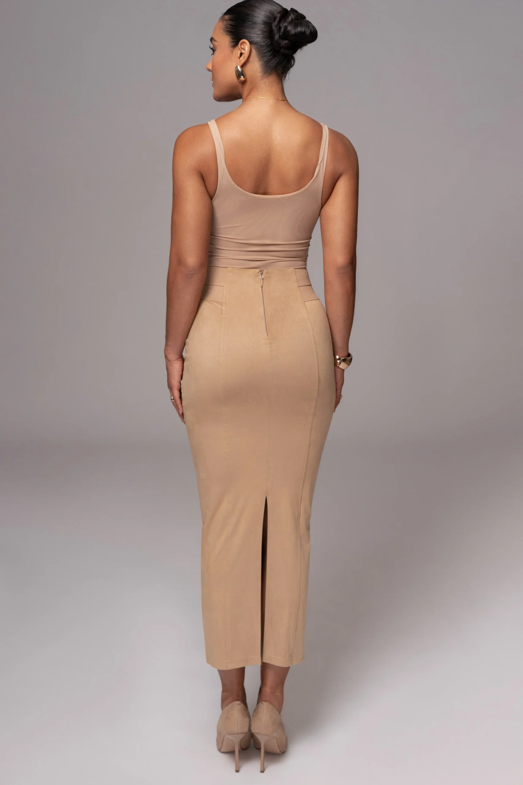 JLUXLABEL Beige Phoenix Suede Skirt