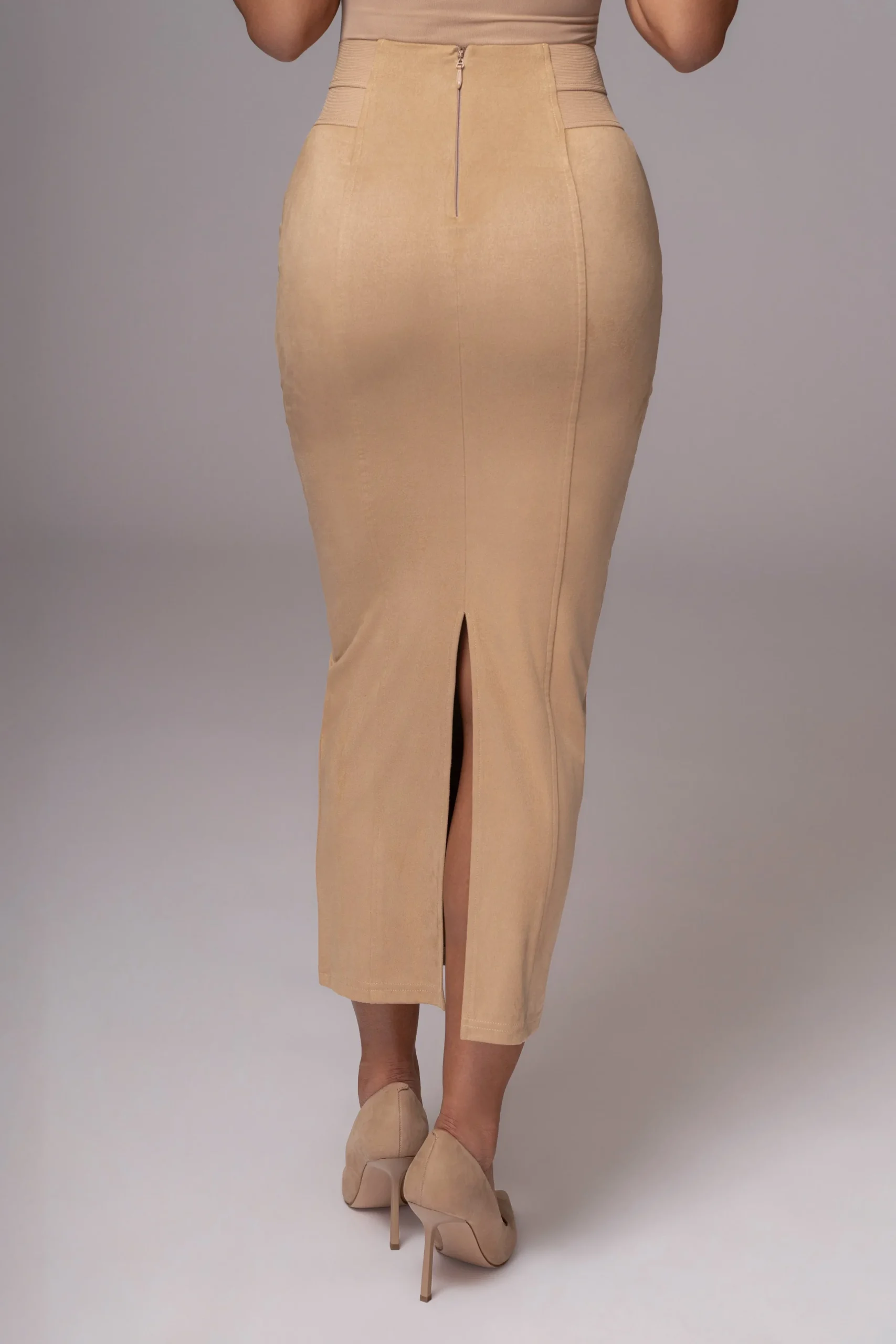 JLUXLABEL Beige Phoenix Suede Skirt