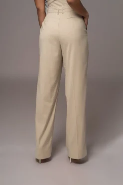 JLUXLABEL Beige Power Hour High Waist Trousers