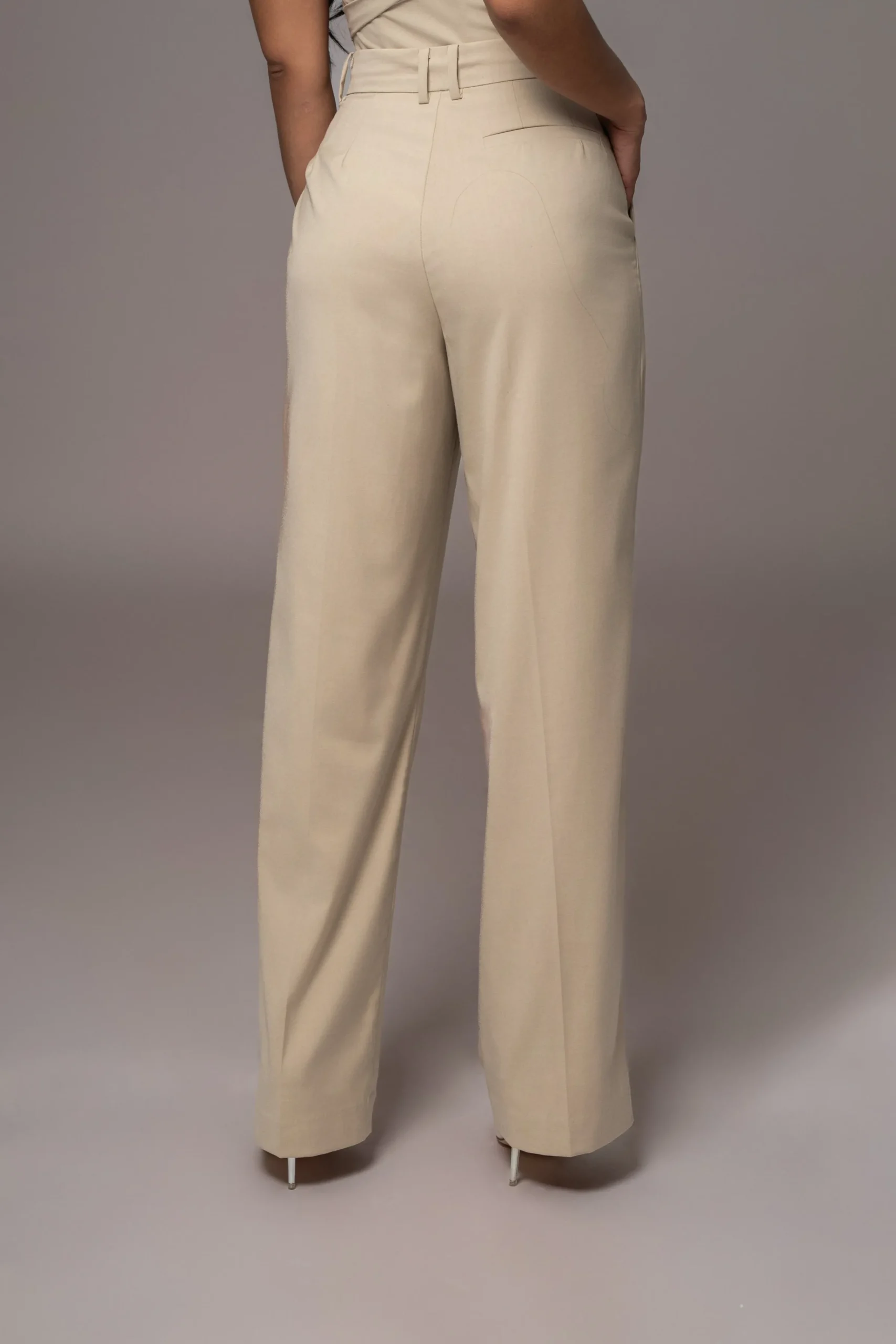 JLUXLABEL Beige Power Hour High Waist Trousers
