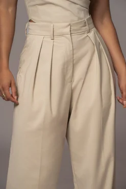JLUXLABEL Beige Power Hour High Waist Trousers
