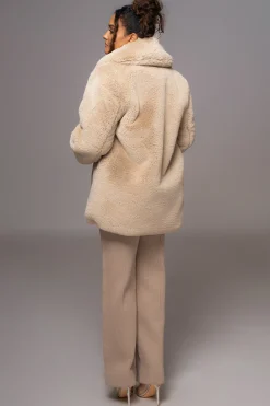 JLUXLABEL Beige Refined Faux Fur Oversized Coat