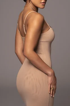 JLUXLABEL Beige Rochelle Mesh Midi Dress