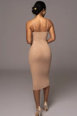 JLUXLABEL Beige Rochelle Mesh Midi Dress