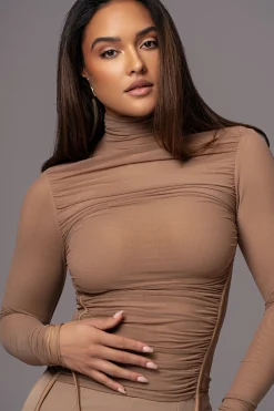 JLUXLABEL Beige Santiana Turtleneck Top