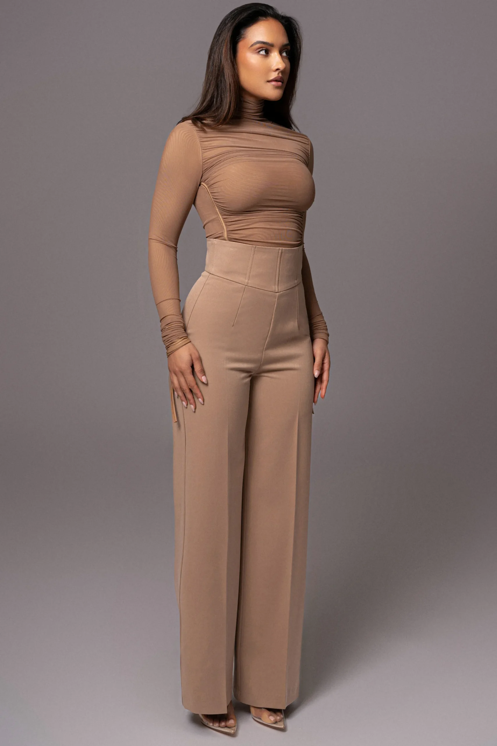 JLUXLABEL Beige Santiana Turtleneck Top