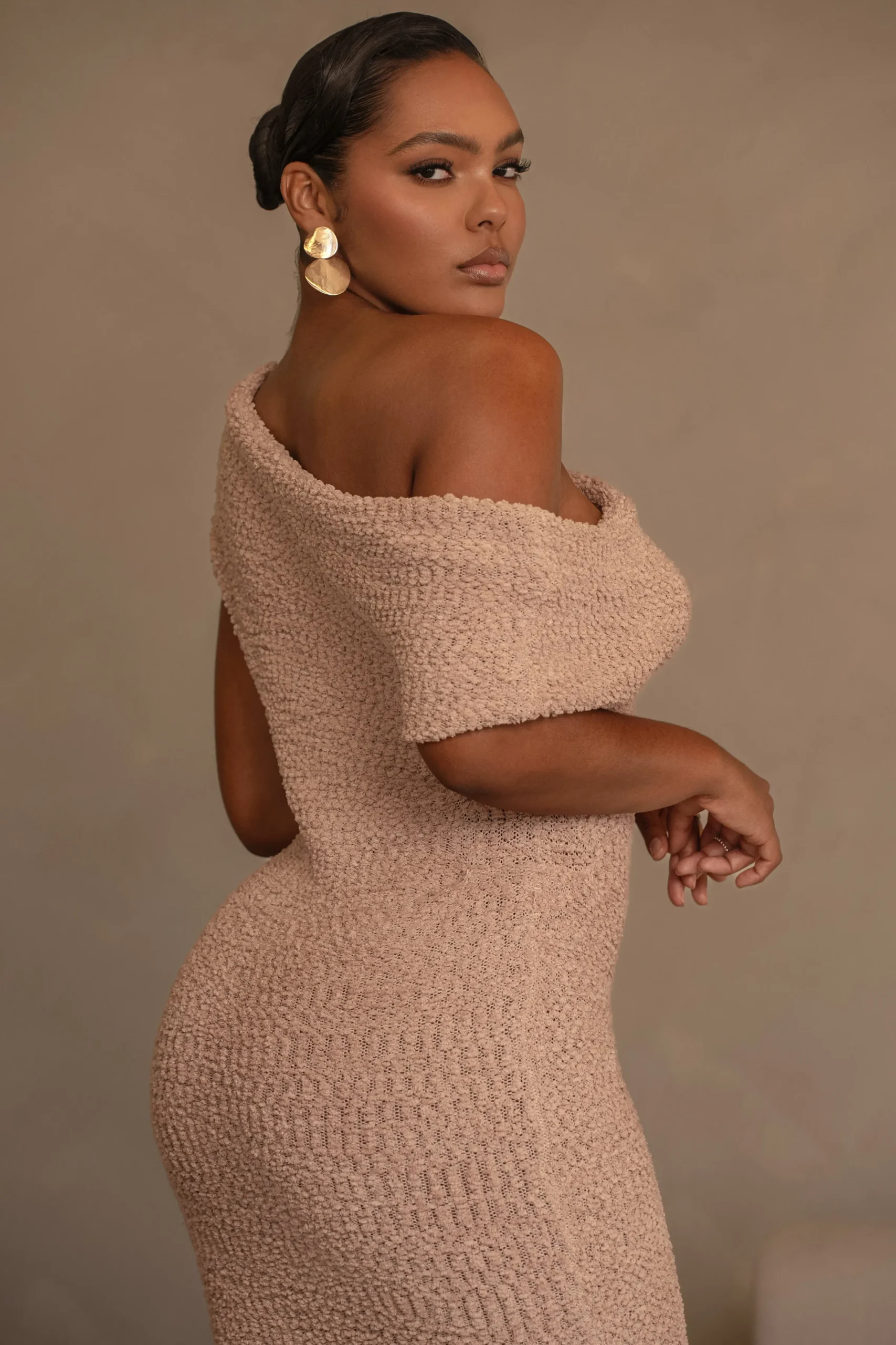 JLUXLABEL Beige Shayna Knit Maxi Dress