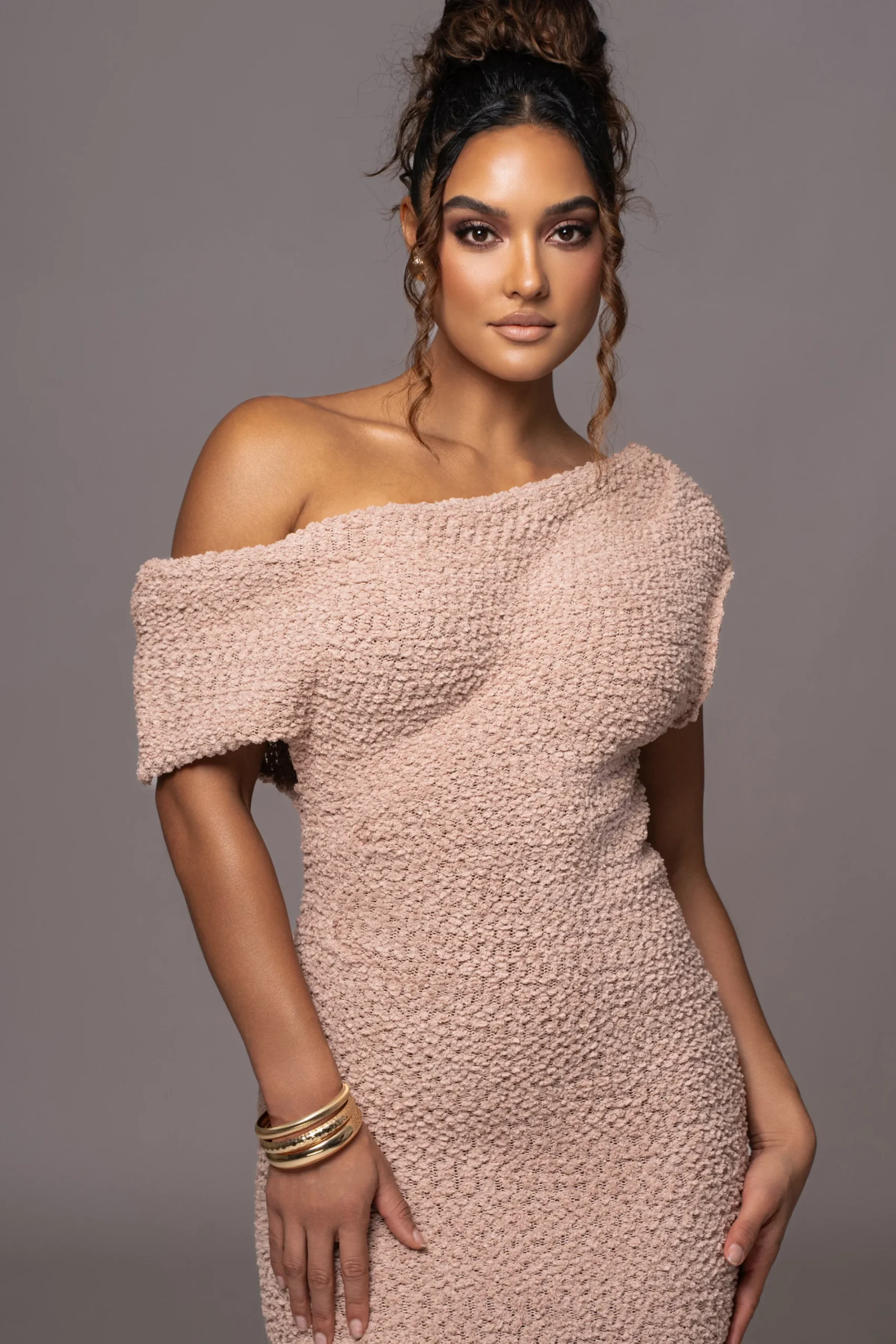 JLUXLABEL Beige Shayna Knit Maxi Dress