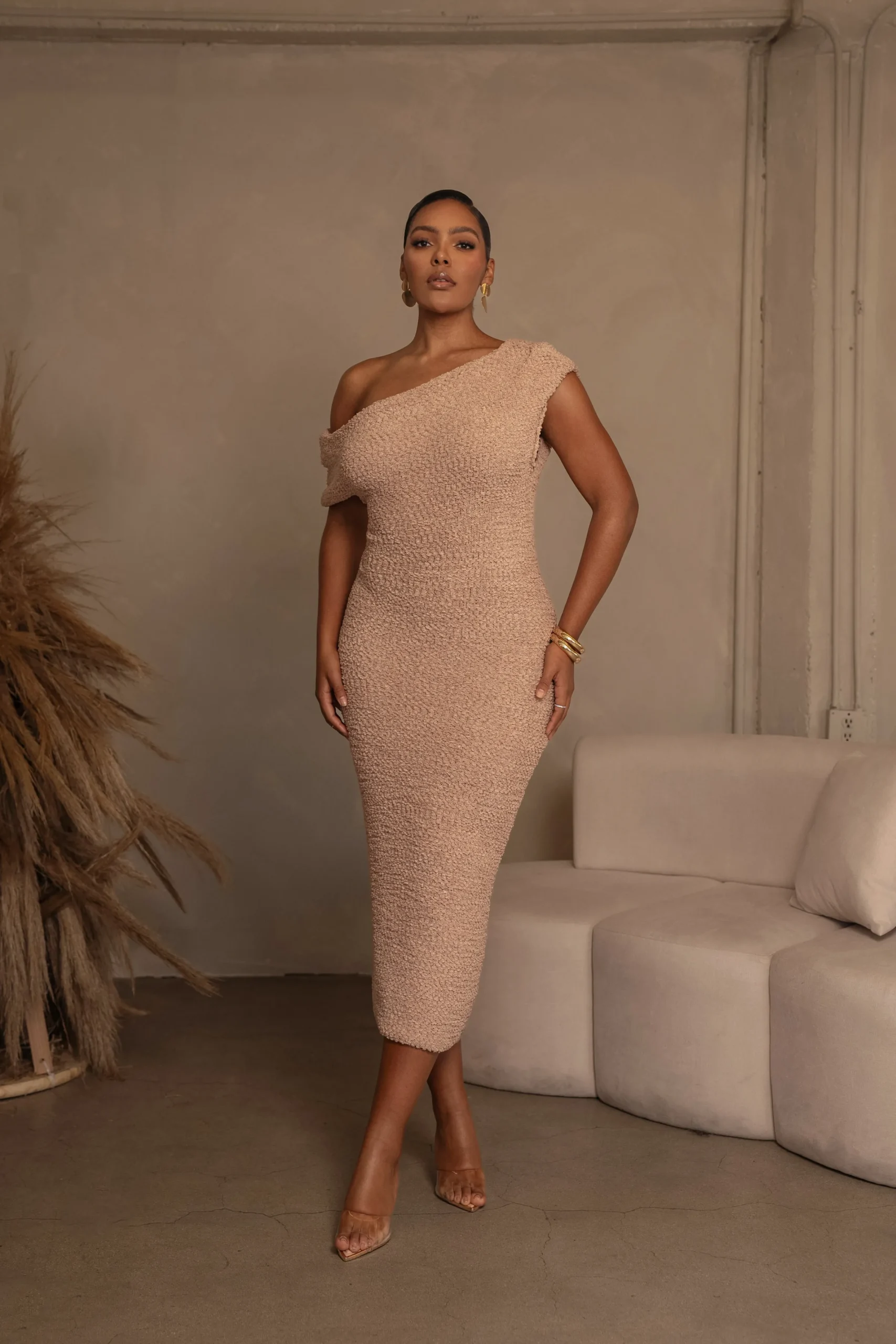 JLUXLABEL Beige Shayna Knit Maxi Dress