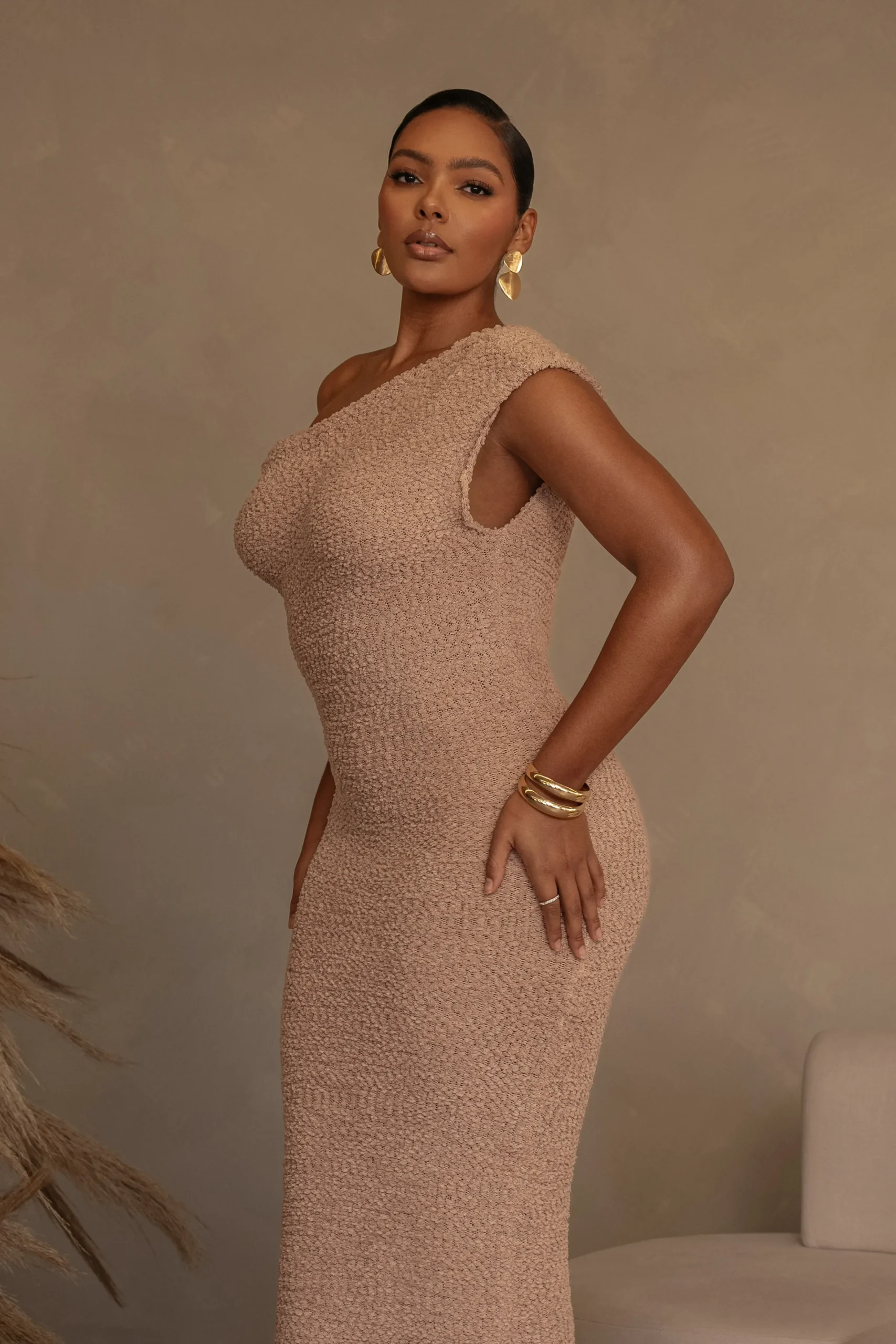 JLUXLABEL Beige Shayna Knit Maxi Dress