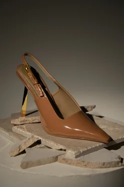 JLUXLABEL Beige Slingback Pointed Toe Pumps