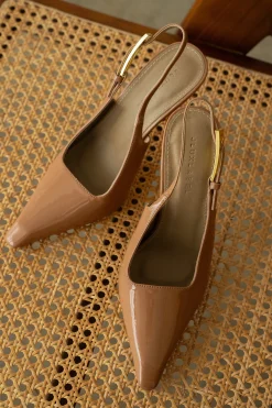 JLUXLABEL Beige Slingback Pointed Toe Pumps