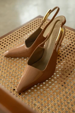 JLUXLABEL Beige Slingback Pointed Toe Pumps
