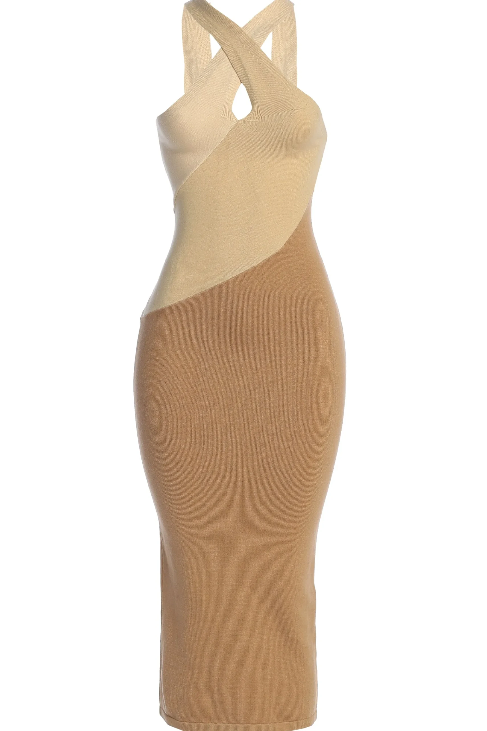 JLUXLABEL Beige Steph Halter Maxi Dress